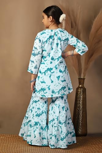 Image of Fashion Dream Girls Georgette Tie and Dye Printed Kurta Set|Ethnic Set|Kids Sharara & Palazzo Set