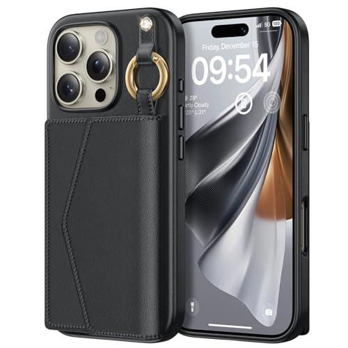 TAURI for iPhone 16 Pro Max Case, Removable Magnetic Wallet Case with Card Holder, [Compatible with MagSafe] Durable PU Leather Phone Case with Wireless Charging, Black