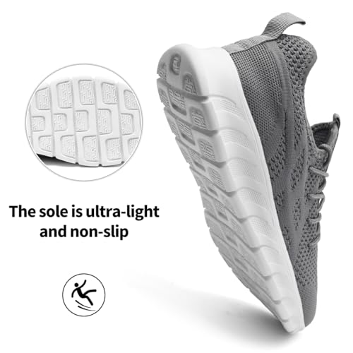 Image of Men's Non-Slip Lightweight Running Shoes Comfortable Walking Shoe Mens Fashion Workout Gym Sneakers for Casual Light Gray US 8