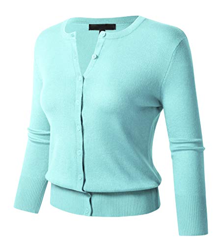 Image of Allsense Women's Long-Sleeve Crewneck Cardigan | Classic Button Down Sweater, Soft Fine Knit, Lightweight