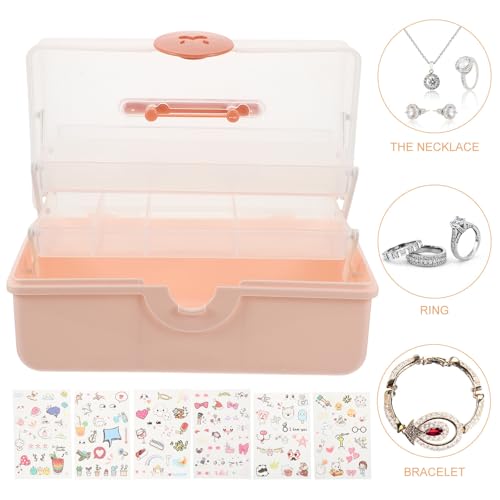 Caja de almacenamiento rosa multicapa de gran capacidad en material PP para pelo 8