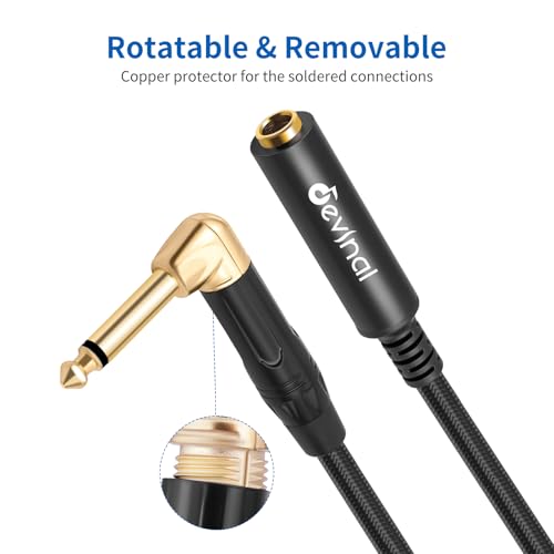 Cable adaptador mono 1/4 pulg TS ángulo recto 1 FT miniatura 5