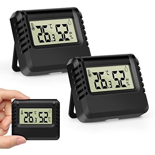 Thermometer hygrometer innen, 2 Stück Digital Thermometer Innen,raumthermometer innen, temperatur und luftfeuchtigkeitsmesser für Babyzimmer Wohnzimmer Büro Gewächshaus, Digital thermomet Cover