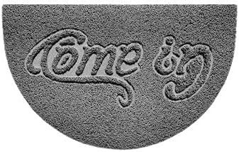 Nicoman Embossed Halfmoon Half Circle Door Mat Dirt-Trapper Jet-Washable Doormat 70x44cm (Grey, PAW Shape) - Use Indoor or Sheltered Outdoor