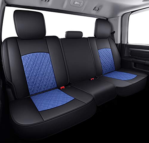 Image of YIERTAI Car Seat Covers for Dodge Ram Fit 2009-2026 1500 2010-2026 2500 3500 Classic Bighorn Longhorn Laramie Tradesman Truck Blue Full Set