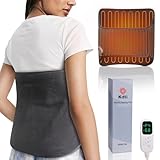 Coussin Chauffant Électrique pour Dos, Lombaire et Ventre, 128×40cm Ceinture Lombaires Chauffante Menstruelle avec Velcro, Chauffe Dos, 6 Niveaux de Température, Arrêt Automatique à 3 Heures