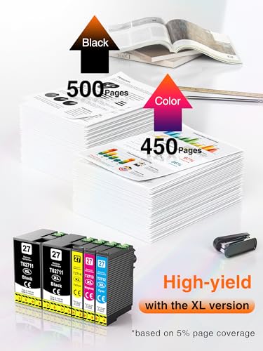 Kuva 27XL Ink Cartridge Compatible with Epson 27 27XL Multipack for Workforce WF-7720 WF-7210 WF-7710 WF-3620 WF-3640 WF-7110 WF-7610 WF-7620 WF-7715 (5-Pack) - Image 2