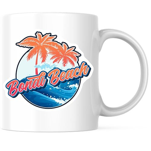 Bliss Monkey Co. Bondi Beach Coffee Mug 11oz Palm & Waves