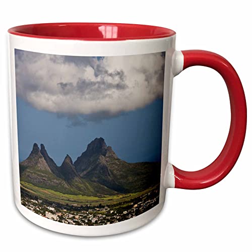 3dRose Mauritius, Curepipe, Mountains from Trou aux 11oz Two-Tone Red Mug