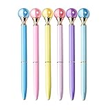 PASISIBICK Pearl Pens for Women,Bling Cute Metal Ballpoint Pens with Black Ink(6 Pcs)