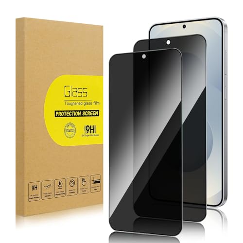 Lokyoo 2 Pack Privacy Screen Protector for Samsung Galaxy S25 [Anti-Spy Tempered Glass] [Fingerprint Unlock Support] Anti-Scratch Bubble-Free Easy Install 9H Protective Glass for Galaxy S25