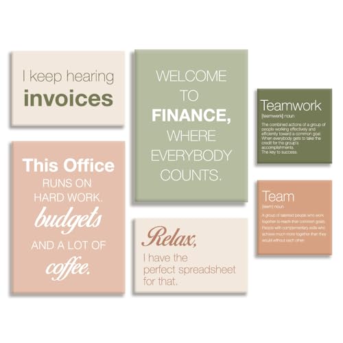 YEOION Office Finance Wall Decor,Finance Teamwork Canvas Wall Art for Accountant Office Wall Decor Set of 6