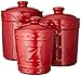 Signature Housewares Sorrento Collection Set of Three Canisters, Antique Rustic Finish, 80 Ounce, 48 Ounce, 36 Ounce, Ruby