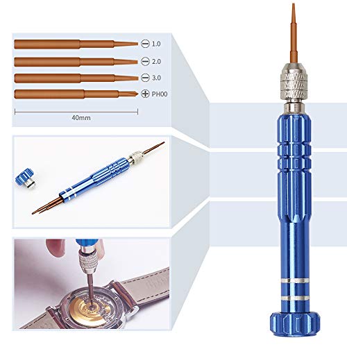 Image of Kingsdun Watch Repair Kit, Professional 208Pcs Watch Battery Replacement Tool Watchband Link & Back Remover, Spring Bar Tool Kit with Carrying Case & Instruction Manual (Blue)