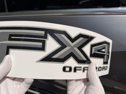 Image of GOLD HOOK FX4 Off Road Decals Compatible with Ford F-150 2015-2026 - Diamond Series - Gray Diamond Glitter - Set of 2