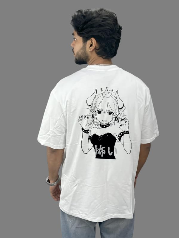 Image of Men's Cotton Anime Streetwear Oversized T-Shirt | Neon Demon Girl Graphic Print