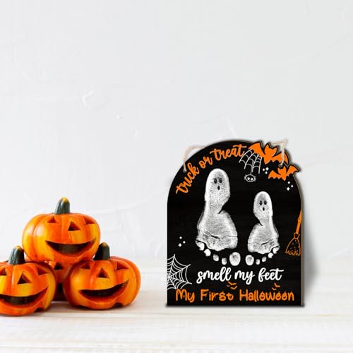 Image of DIY Baby's First Halloween Signs, Baby First Halloween Gifts for Babies, Baby Halloween Crafts, Project Memory Keepsake Cute Trick or Treat Halloween Photoshoot Baby Milestone Announcement Props
