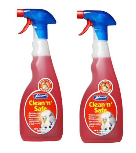 WUNDAPETS JOHNSON'S VETERINARY CLEAN N SAFE CAGE BIRD BUDGIE PARROT DISINFECTANT CLEANER 500ML, 2 PACK