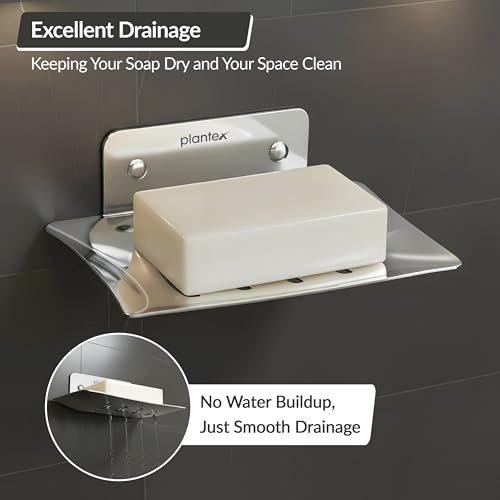 Image of Plantex Stainless Steel Soap Dish /Soap Stand /Bathroom Soap Holder /Soap Case Bathroom Accessories - (Pack of 2)