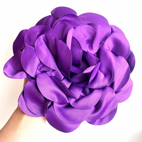 Image of Heyiwell Large Satin Fabric flower for Brooch Pin Wedding Party Dance Dress Suit Clothes Head Hair Accessories DIY Decor 9.45 inchInch