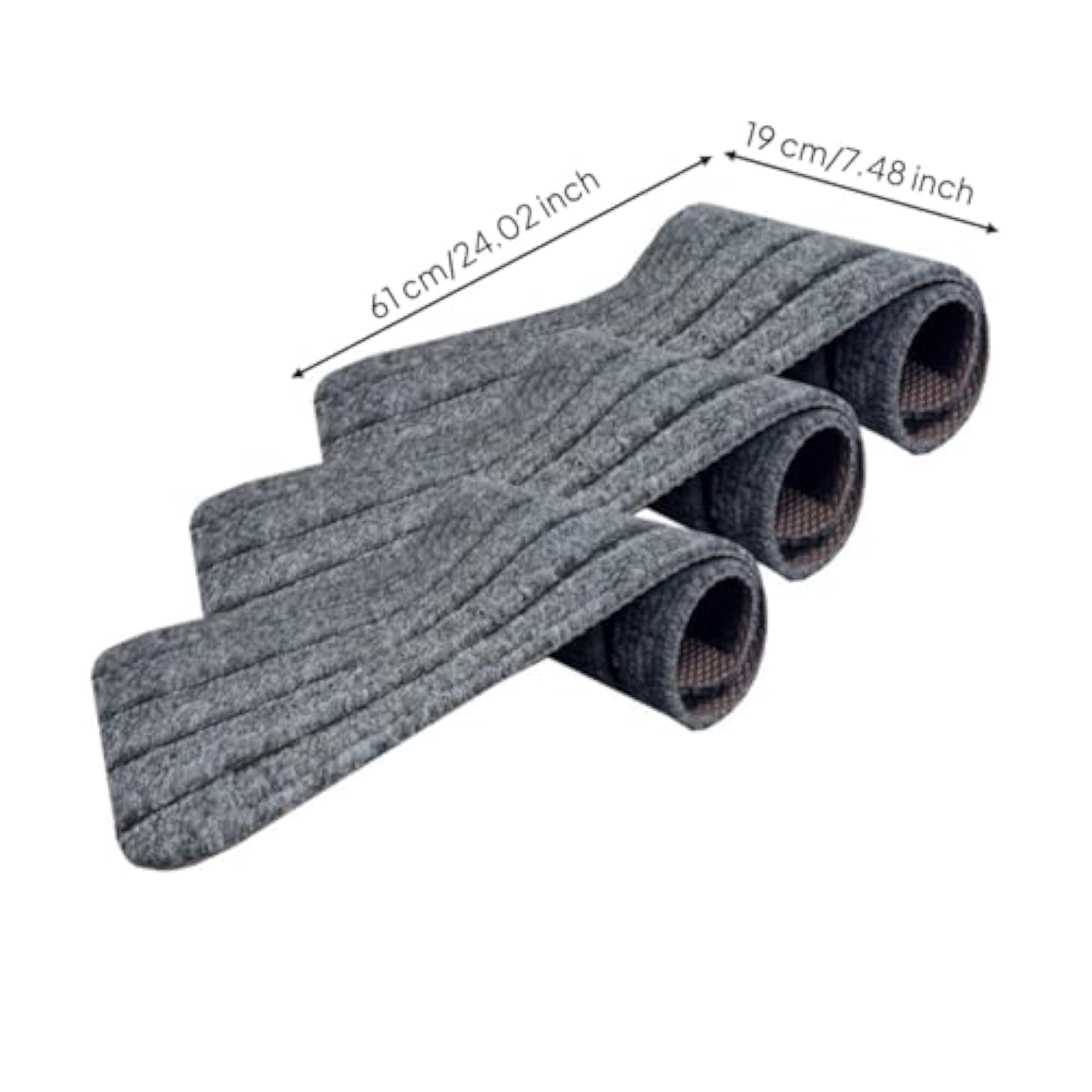 3 Pieces Striped Hook and Loop Stair Step Mat Blue-Gray M 24x75 Inch