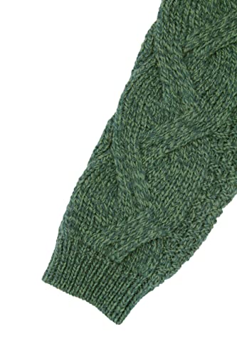 Aran Crafts Irish Cable Knitted Wool Chunky Baggy Sweater, 100% Super Soft Wool, Authentic & Traditional, Classic Fisherman Sweater-Style Knit, Made In Ireland, R5151-Lg-Agre Army Green #TOP3