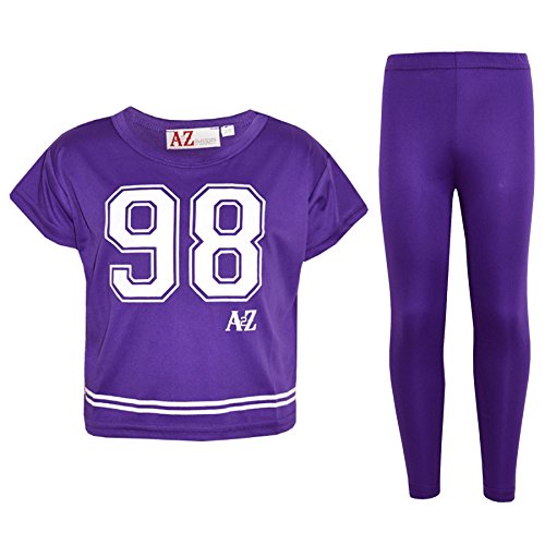 Crop top 98 fille 11-12 ans avec legging violet extensible vêtement léger