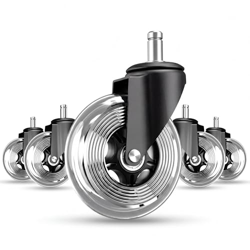 Office Chair Wheels Set of 5 &ndash; 3 Inch Roller Blade Wheels Office Chairs, Office Chair casters Desk...