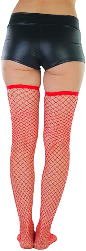 Image of ToBeInStyle Women's Vibrant Large Net Fishnet Thigh High Elastic Nylon Novelty Stockings
