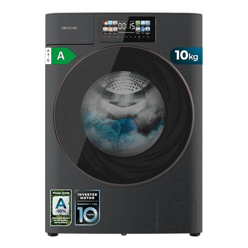 Cecotec Lavadora 10 Kg Carga Frontal Bolero Dresscode 10950 Autodose Inverter 3D Steel A 10 Kg, 1400 RPM, Matrix Screen 9,2', 16 Programas, Bajo Consumo, Motor Inverter Plus, Auto-Dosis, Steammax