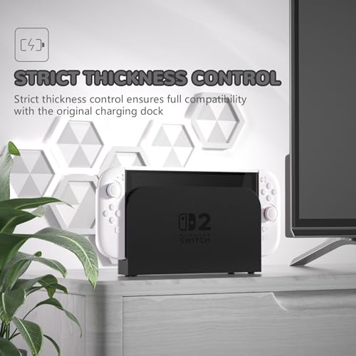 Image of PlayVital Hard Case for Nintendo Switch 2 with Extra Stand & Thumb Grip Caps | Split Design, Dockable Protective Full-Body Shell Cover for Nintendo Switch 2 | Solid Color Series, White