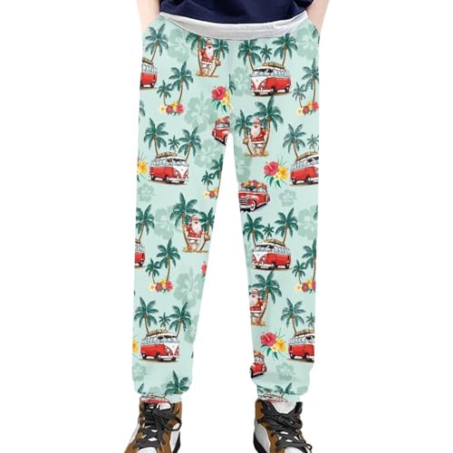 AmzPrint Snowflake Print Christmas Trendy Sweatpants for Boys Plus Size Red Long Sweatpants for Teen Boys 14-16