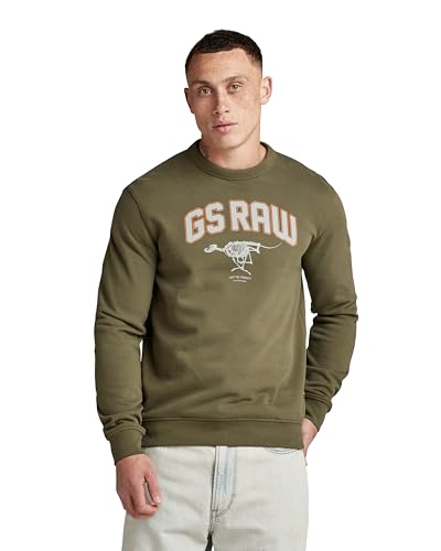 G STAR Para Hombre Sudadera Skeleton Dog Graphic, Verde (Shadow Olive D24413 D562 B230), S