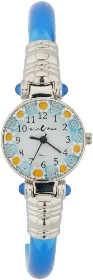 Glass Of Venice Murano Glass Millefiori Bangle Watch - Silver Blue