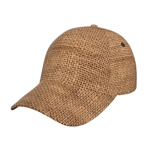 Brown Burlap Cloth Sack Texture Baseball Cap Cotton Dad Hat Adjustable Print Ball Cap for Women