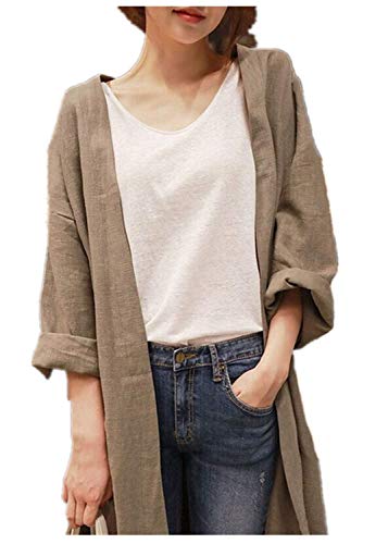 TOMOO レディース ロング丈 コート 長袖 無地ダンシャツ 