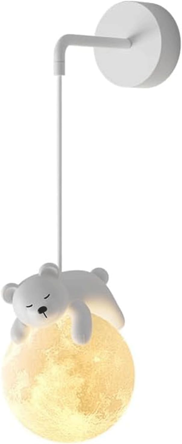 WJJHERRH Light 3D Printing Moon Lamp Cute Animals Hardwired Reading Lights for Boys Girls Room Wall Lantern(Rabbit)(Bear)