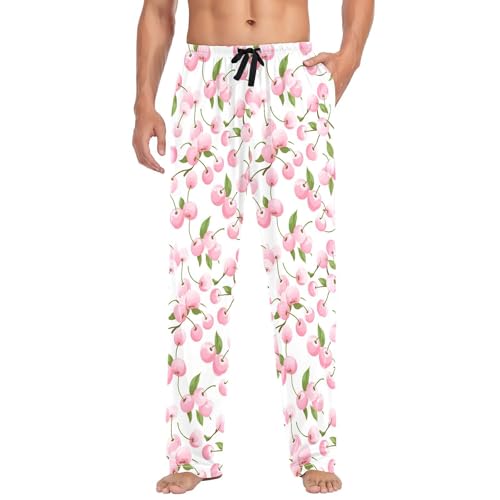 Pantalon de pyjama pour homme à motif cerise mignonne avec poches
