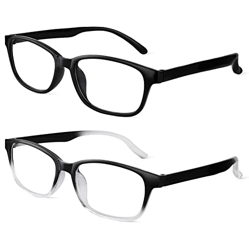 ACWOO Blaulichtfilter Brille, 2er-Set Blaulicht Brille Ohne Stärke Blaufilter Brillen, Vintage Anti Blaulicht PC Gaming BildschirmBrille, Blue Light Glasses für Damen und Herren(transparent + schwarz)