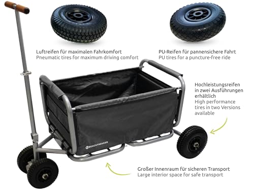 Beachtrekker Life Faltbarer Bollerwagen + Feststellbremse mit Luftreifen (Schwarz) - 4