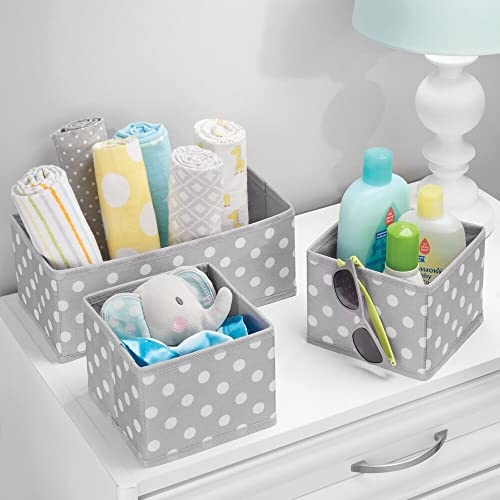 mDesign Soft Fabric Dresser Drawer/Closet Divided Storage Organizer Bins for Nursery - Holds Blankets, Bibs, Socks, Lotion, Clothes, Shoes, Toys - Set of 5 - Gray/White Polka Dot - Image 3