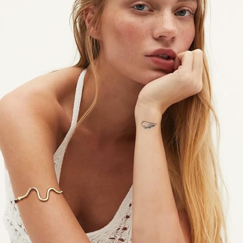 6 Pcs Arm Cuff Bracelet for Women Upper Arm Cuff Bangle Band Armlet Adjustable Armband Set3