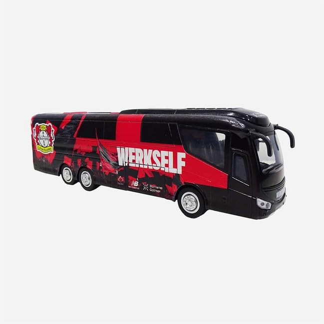 Bayer 04 Leverkusen Mannschaftsbus Modell – Offizieller Werkself Fanartikel Bus mit Rückzugfunktion – Metall Spielzeugbus ca. 25 cm – Bundesliga Fußball Fan Geschenk für Kinder & Sammler