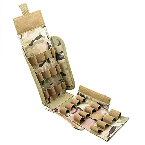 Equipment Mobile Tactical Shotgun Shell Bag Molle Tactical 25 Rounds Shotshell Pouch Holder Compact Foldable Shotgun Reload (Military A) #TOP1