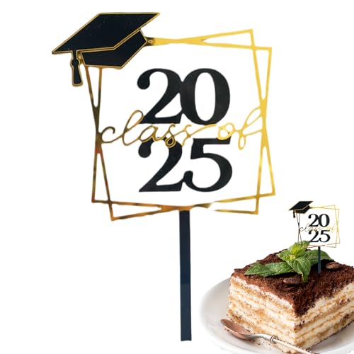 Decoración para cupcakes de graduación 2025, decoración acrílica para cupcakes de graduación 2025, celebraciones felices estables en negro y dorado, para el hogar, aula, escuela, universidad, jardín