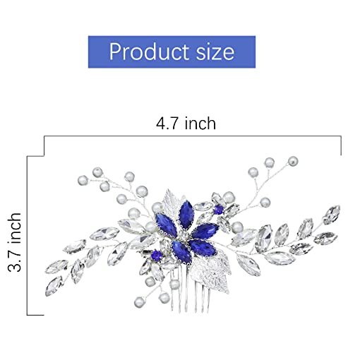 Wedding Hair Comb Banquet Blue Rhinestone Hair Accessories Something Blue For Brides Hair Clip For Bridesmaid And Women Girls #TOP6