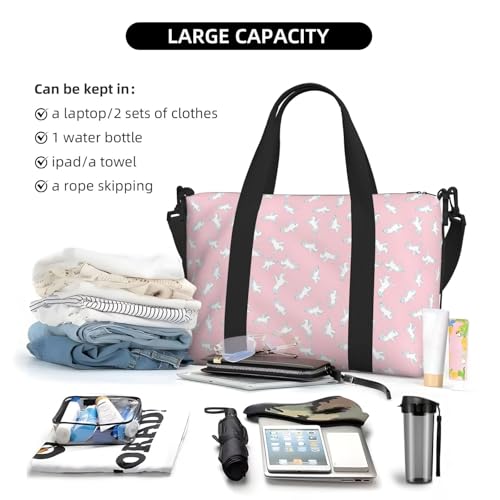 Laptop Tote Bag for Women Work - Modern Knight Horse White Pink Gym Bag for Women Men, Personal Item Crossbody Travel Bags Carry On, Overnight Weekender Bags for Women Travel4