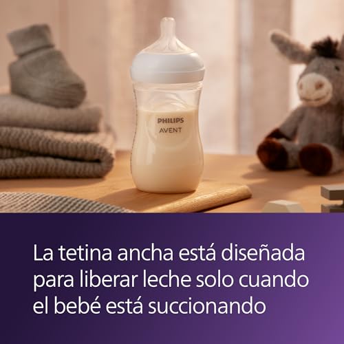 Image of Philips Avent Natural Baby Bottles with Natural Response Nipples (Medium Flow, Flow 3), 9oz, Pink, 4-Pack, SCY903 /14