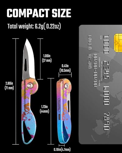 Image of KeyUnity KK05 Titanium Mini Pocket Knife, 1.06-Inch Blade, Ink Splash | Lightweight EDC Knife for opening packages and snack wrappers, removing clothing tags, and handling everyday tasks