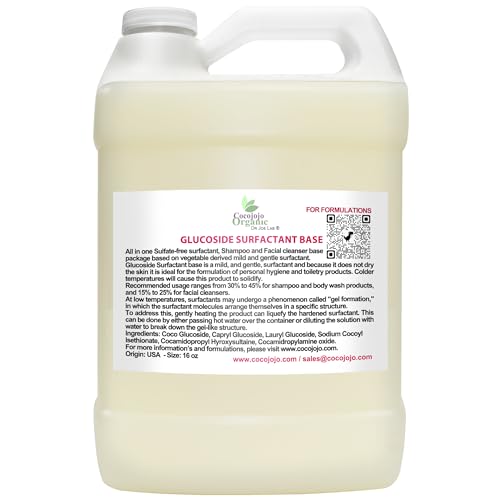 Glucoside Surfactant Base - Plant Derived All in One Natural Gentle Mild Rich Foaming Cleanser - Lauryl Decyl Coco Capryl Caprylyl Cosmetic Liquid Hand Soap Body Wash - 1 Gallon (Pack of 1)